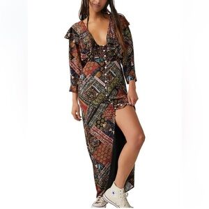 Free People Lennon Multi Colored Patchwork Print Maxi Dress